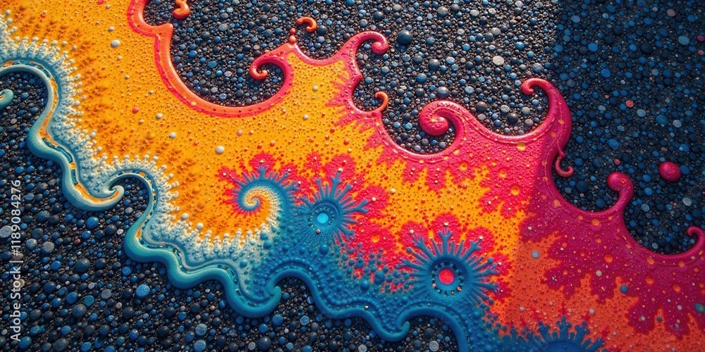 Poster Abstract Colorful Fractal Design on a Textured Surface