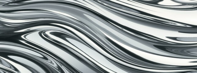 Flowing metallic waves, rippling silver surface, abstract fluid motion, dynamic brushed metal texture, undulating chrome-like pattern, sleek modern design, smooth reflective material, futuristic indus