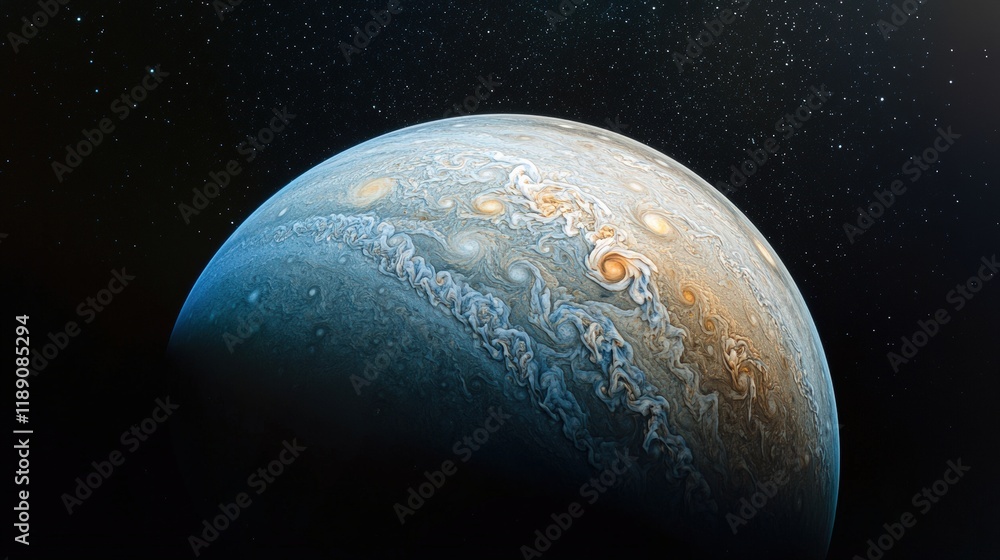 Wall mural a close up view of jupiter with stars in the background