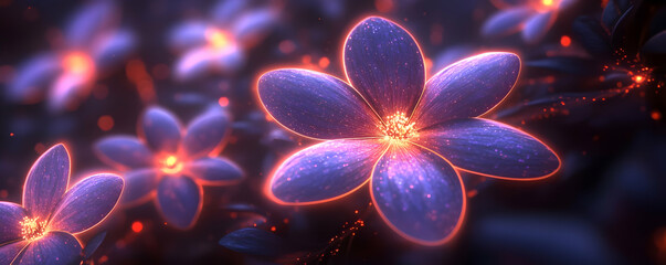 Glowing Purple Flower 3D Illustration