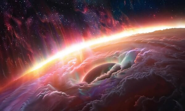 Vibrant cinematic planets in outer space