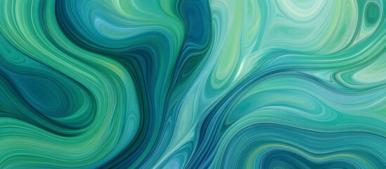 Fototapeta premium Dynamic Abstract Swirling Patterns in Green and Blue Tones Evoking Fluid Motion and Depth for Artistic Inspiration and Interior Design