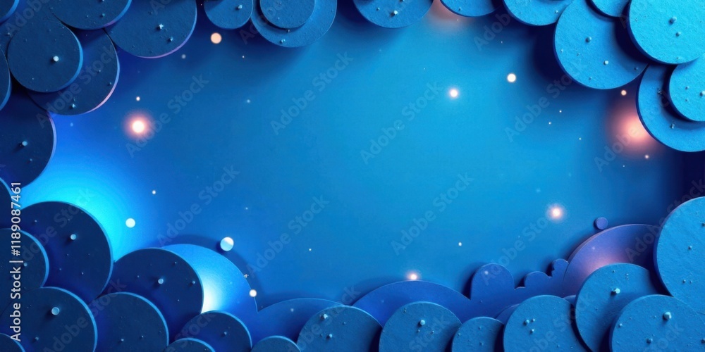 Poster Abstract Blue Circular Design with Glowing Lights and Space for Text