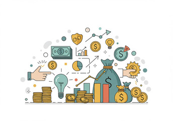Financial Growth Strategy Investment Profits and Smart Business Planning Illustration