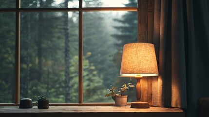 Illuminate Your Space Vintage Table Lamp with Wooden Base Cozy Cabin Home Decor Rustic Charm Warm Ambiance