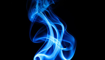 Obraz premium a vibrant blue flame dances upward in a closeup captured in opposition to a black history highlighting its soft curves and enchanting flickers of mild