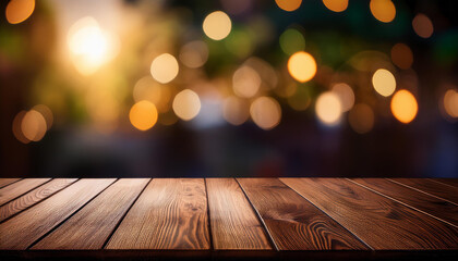 wood table on dark blurred background