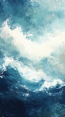 Obraz premium Abstract Painting of Ocean Waves Crashing
