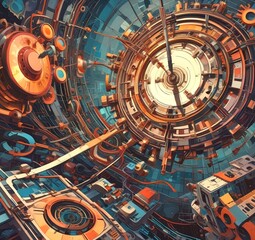 Naklejka premium Illustration of abstract tech background.