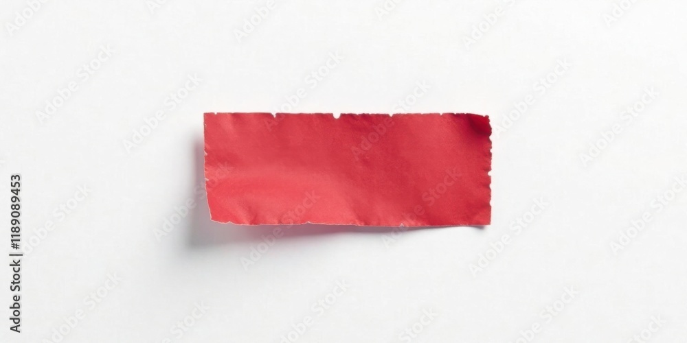 Poster A torn piece of red paper isolated on a white background, perfect for adding your own text or design.