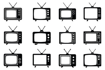 Vintage Television Icons Set
