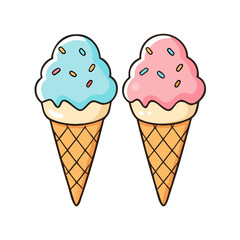 two ice cream coes vector icon, two ice cream coes vector illustration - simple illustration of two ice cream coes, perfect for logos,and two ice cream coes -themed designs.