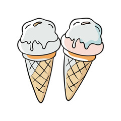 two ice cream cones vector icon, two ice cream cones vector illustration - simple illustration of two ice cream cones, perfect for logos,and two ice cream cones -themed designs.