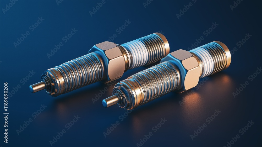 Poster spark plugs with high-tech illumination, symbolizing automotive innovation, precision engineering, e