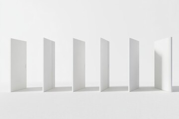 a row of white rectangular panels against a white background