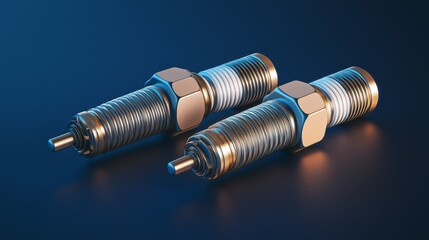 spark plugs with high-tech illumination, symbolizing automotive innovation, precision engineering, energy efficiency, and the future of high-performance combust, Generative AI