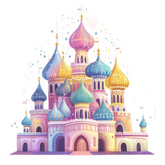 Fototapeta premium Whimsical Colorful Castle Illustration