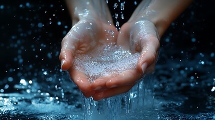 Captivating water action hands in nature photography close-up serenity