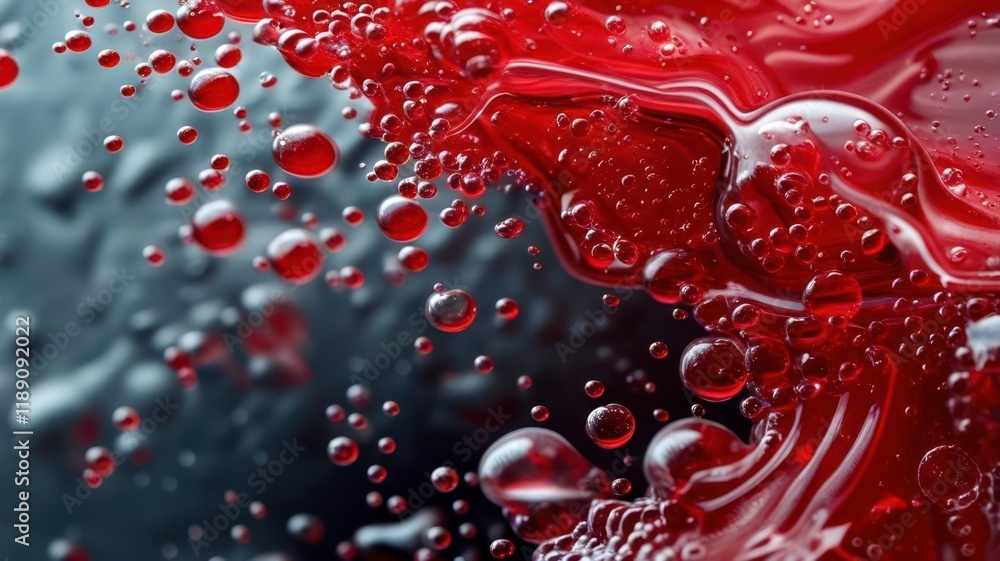Aufkleber red liquid with many small bubbles in it