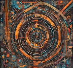 Fototapeta premium Illustration of abstract tech background.