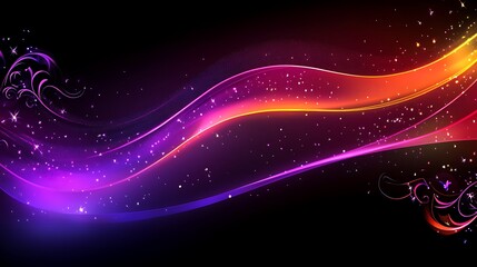 Obraz premium Abstract Colorful Waves with Sparkling Lights and Floral Designs