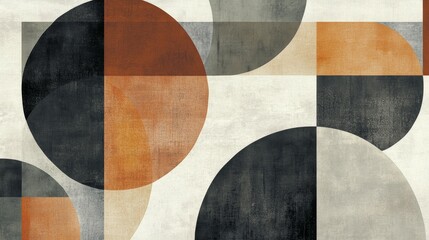 Modern Geometric Abstraction: Minimalist Overlapping Shapes in Muted Tones