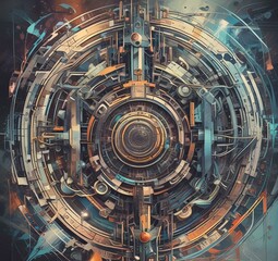 Fototapeta premium Illustration of abstract tech background.