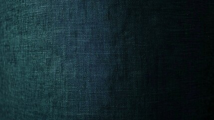 Dark Teal Textured Fabric Background Closeup Detailed Linen Texture