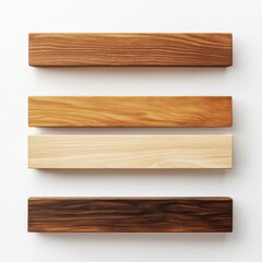 four wooden planks of different colors