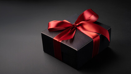 Obraz premium elegant black gift box with red accents