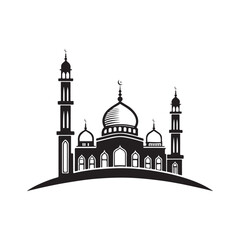 mosque silhouette vector line art logo design