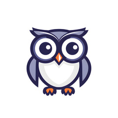 Obraz premium Minimalistic Owl Logo with Large Circular Eyes and Clean Feather Outlines