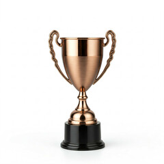 closeup of a shiny copper trophy on white background