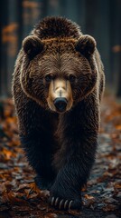 Obraz premium Powerful bear running through wilderness in nature wildlife high resolution hd picture