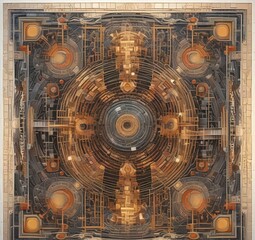 Fototapeta premium Illustration of abstract tech background.