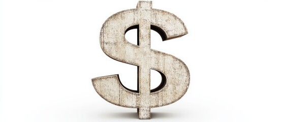 Obraz premium A wooden dollar sign against a white background