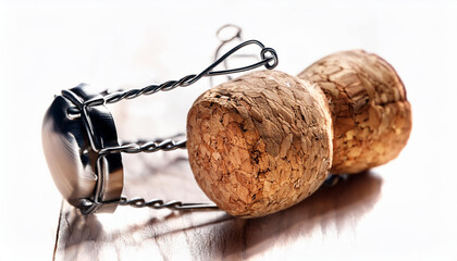 bouchon de champagne en liege avec cage en fil de fer