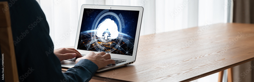 Poster cloud computing software for modish remote work and personal data storage