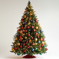 Fototapeta premium A christmas tree decorated with colorful ornaments