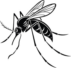 Mosquito silhouette vector illustration, Mosquito line art vector, Mosquito vector design
