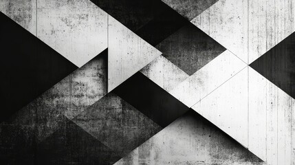 Harmonious Geometric Monochrome Art: Balancing Triangles and Squares in Clean Minimalist Composition