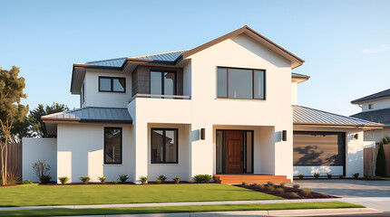 Modern Two-Story House Exterior: Contemporary Home Design and Architecture