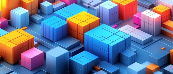 Obraz premium Abstract illustration of colorful digital blocks representing register and process concepts