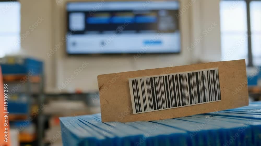 Aufkleber Digital inventory management system scanning construction materials with barcodes, enhancing workflow organization and tracking efficiency on bustling job sites
