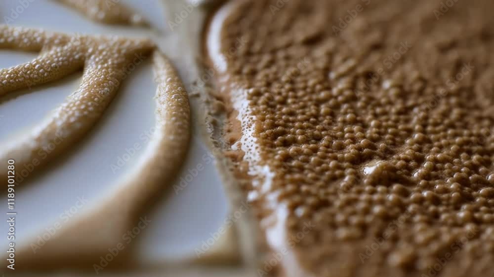 Poster surface texture of cured grout revealing microscopic air bubbles, displaying natural imperfections a