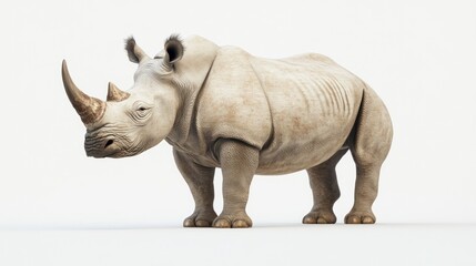 Obraz premium White Rhinoceros Profile Studio Shot