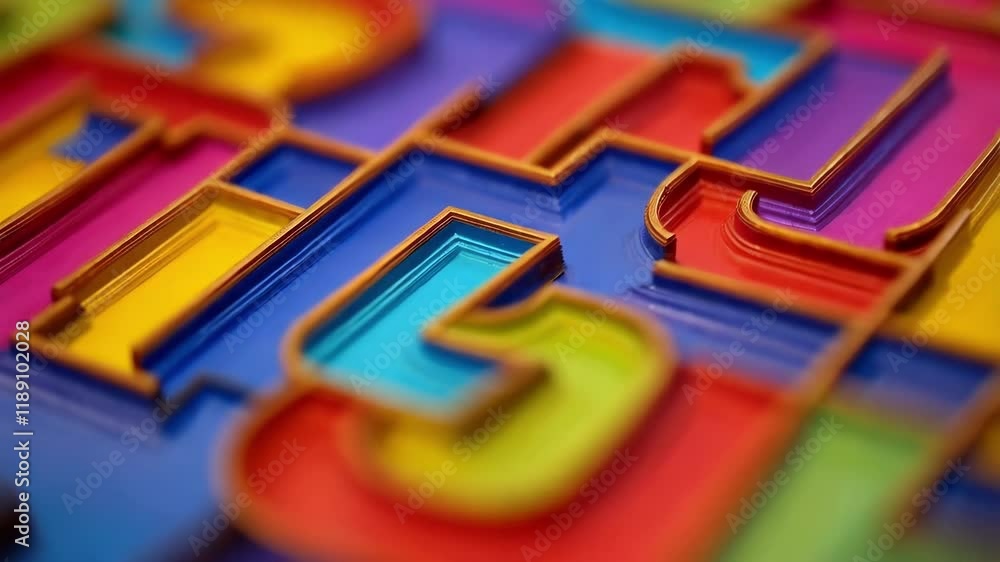 Poster Vibrant, glossy numbers with bold outlines create a dynamic visual, their striking color combinations and shifting focus adding a playful touch to this abstract design