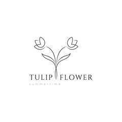 Tulip flower simple minimalist logo design vector