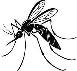 Mosquito silhouette vector illustration, Mosquito line art vector, Mosquito vector design