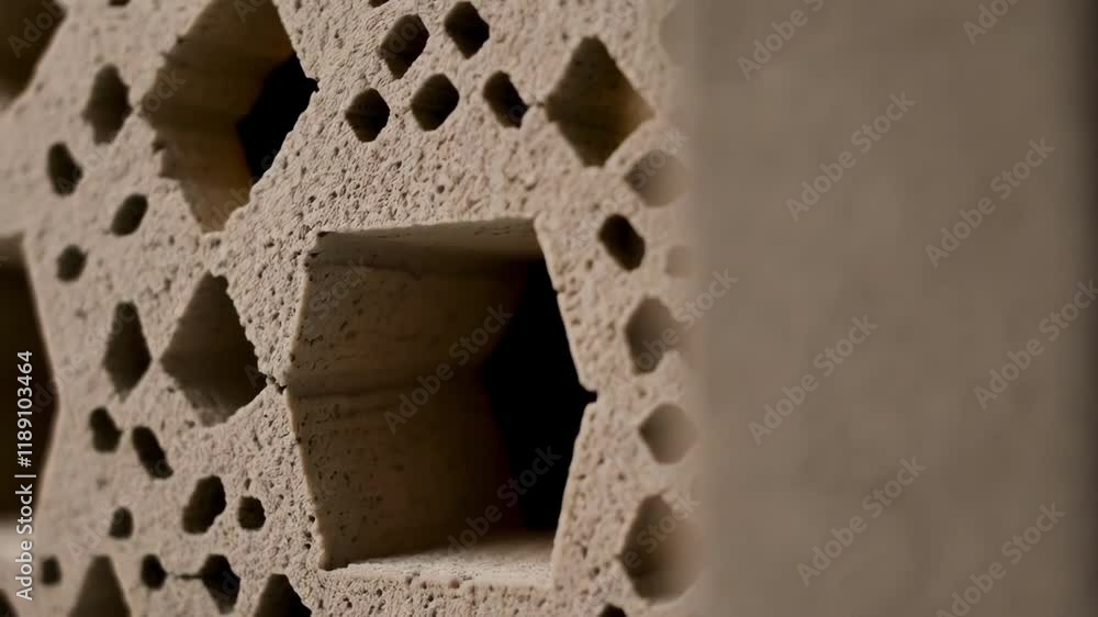 Leinwandbilder light reveals the complex internal structure of a 3d printed concrete block, showcasing innovative c
